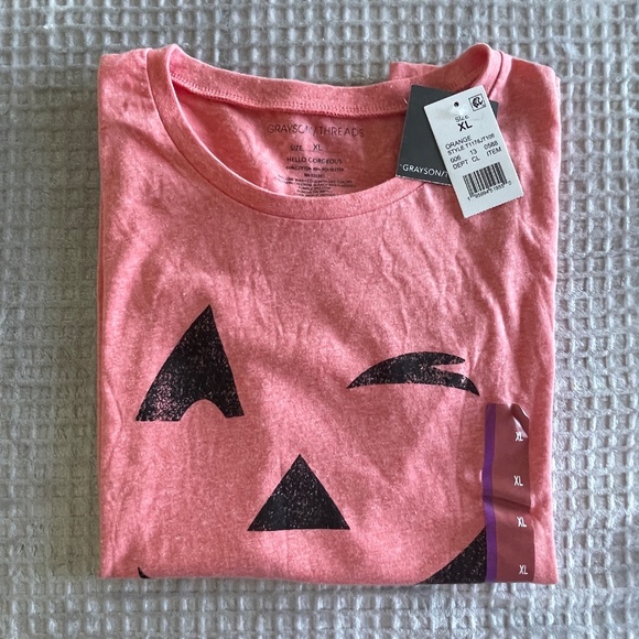 NWT Grayson Threads Winking Pumpkin Orange Tee Shirt, XL - Picture 5 of 6